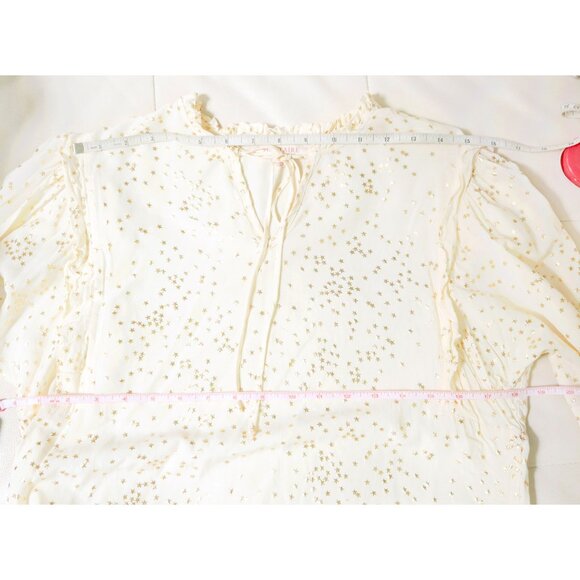 Star Print Ruffle Cream Blouse 🌟 SOLITAIRE - Picture 7 of 7
